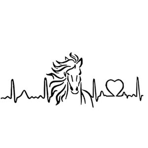 Horse Head | Mustang | Bronco | Heart | Love | Heartbeat | Wild | Custom Precision Die Cut Vinyl Decal | Sticker