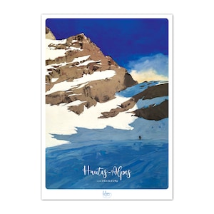 Poster mountain ski landscape Hautes-Alpes decoration