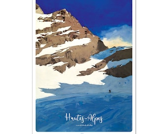 Poster mountain ski landscape Hautes-Alpes decoration