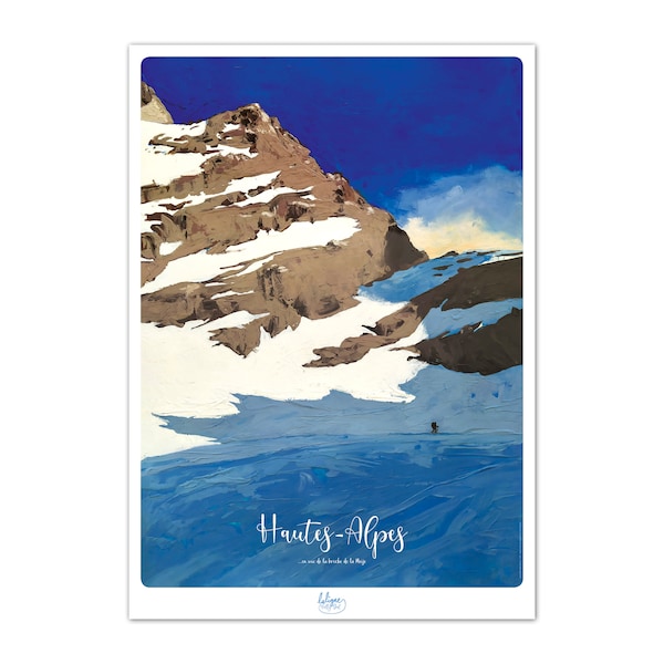 Affiche poster montagne ski paysage Hautes-Alpes déco