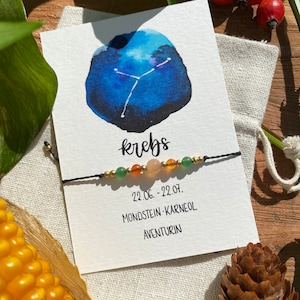Armband Zodiac Krebs Sternzeichenarmband Sign Sternzeichen Edelstein Geschenk Krebse