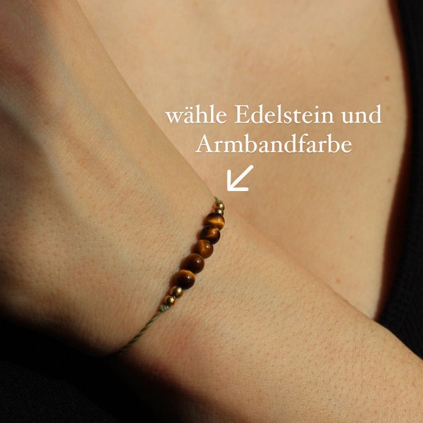 Armband mit 5 Edelsteinperlen Freundschaftsarmband Heilsteinarmband