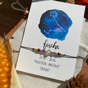 Armband Zodiac Fische Sternzeichenarmband Sign Sternzeichen Edelstein Geschenk Fische