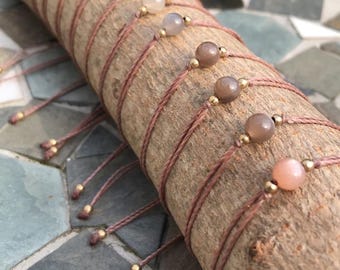 Klea double bracelet with genuine moonstone bead