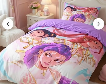 K-Pop Anime Girl Bedding Set – Teen Room Cotton Duvet Cover