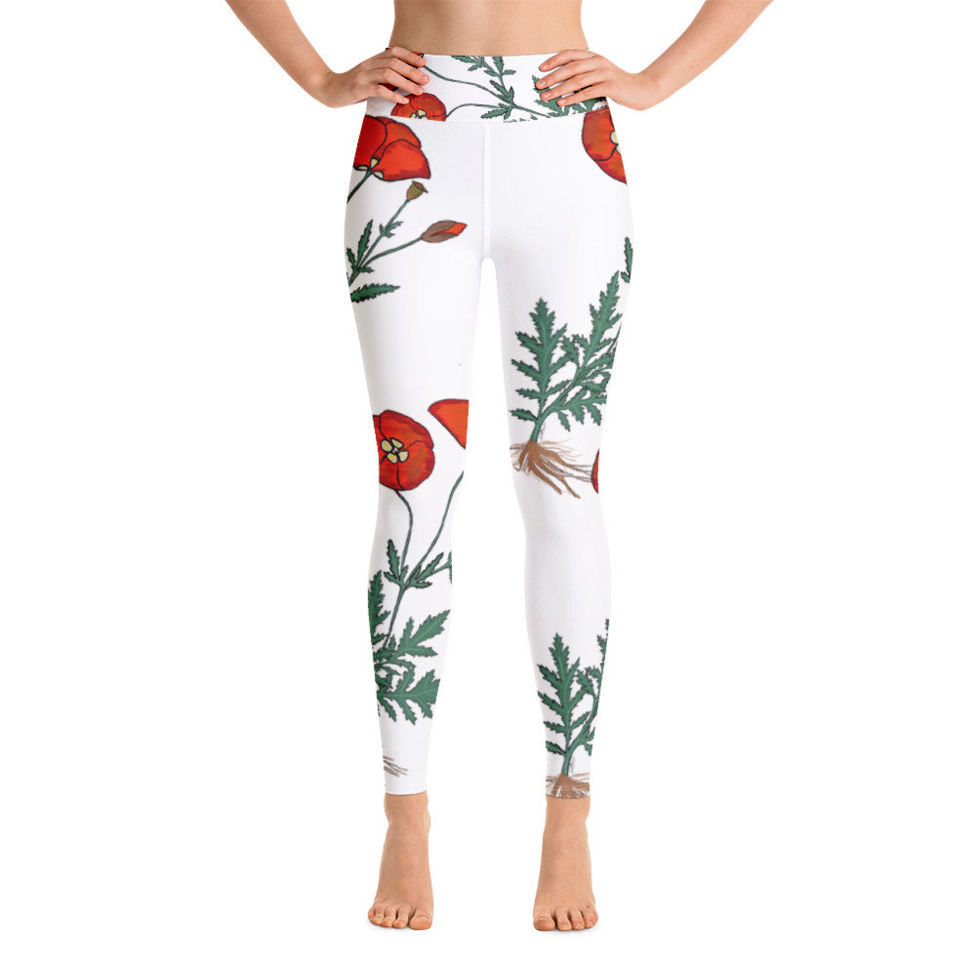 Discover Poppy Flower Yoga Leggings