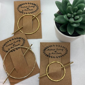 Handmade Brass Textured Round Hair Pin