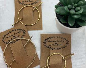 Handmade Brass Textured Round Hair Pin