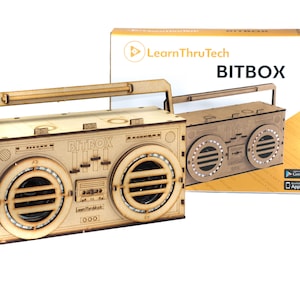 LearnThruTech Bluetooth Bitbox Boombox | STEM STEAM Kit Toy | Build Your Own| Eco-Friendly Educational Robotics Toy For Teens 14+ Adult