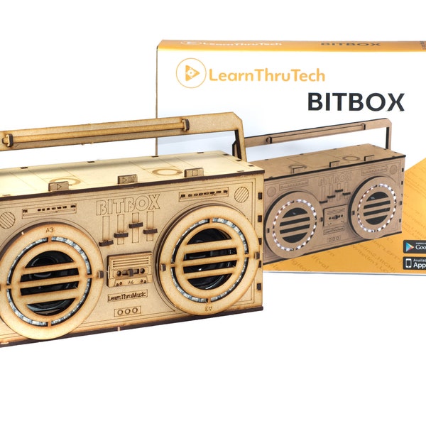 LearnThruTech Bluetooth Bitbox Boombox | STEM STEAM Kit Toy | Build Your Own| Eco-Friendly Educational Robotics Toy For Teens 14+ Adult