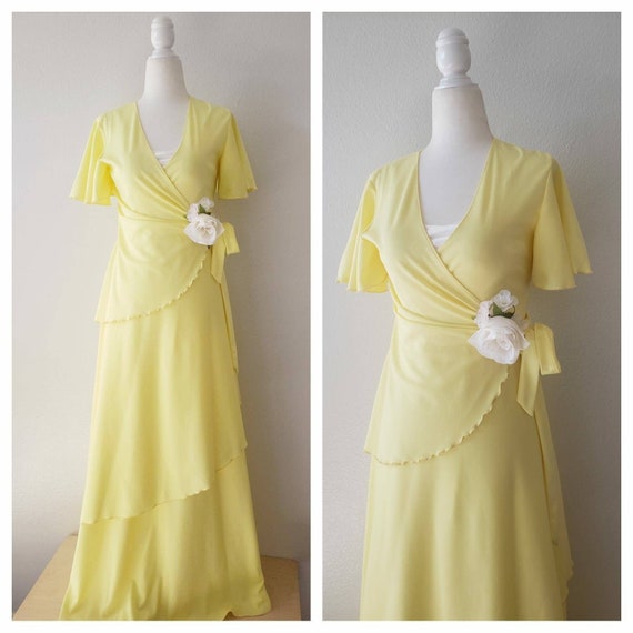 Vintage 1970s dress, 70s maxi formal dress, 70s Y… - image 1