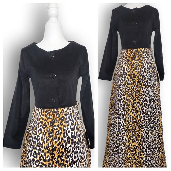 Vintage 1960s hostess dress, 60s leopard Loungewear d… - Gem