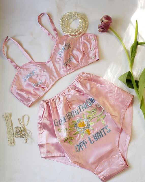 Vintage 1940s Novelty lingere set, 40s lingere se… - image 3