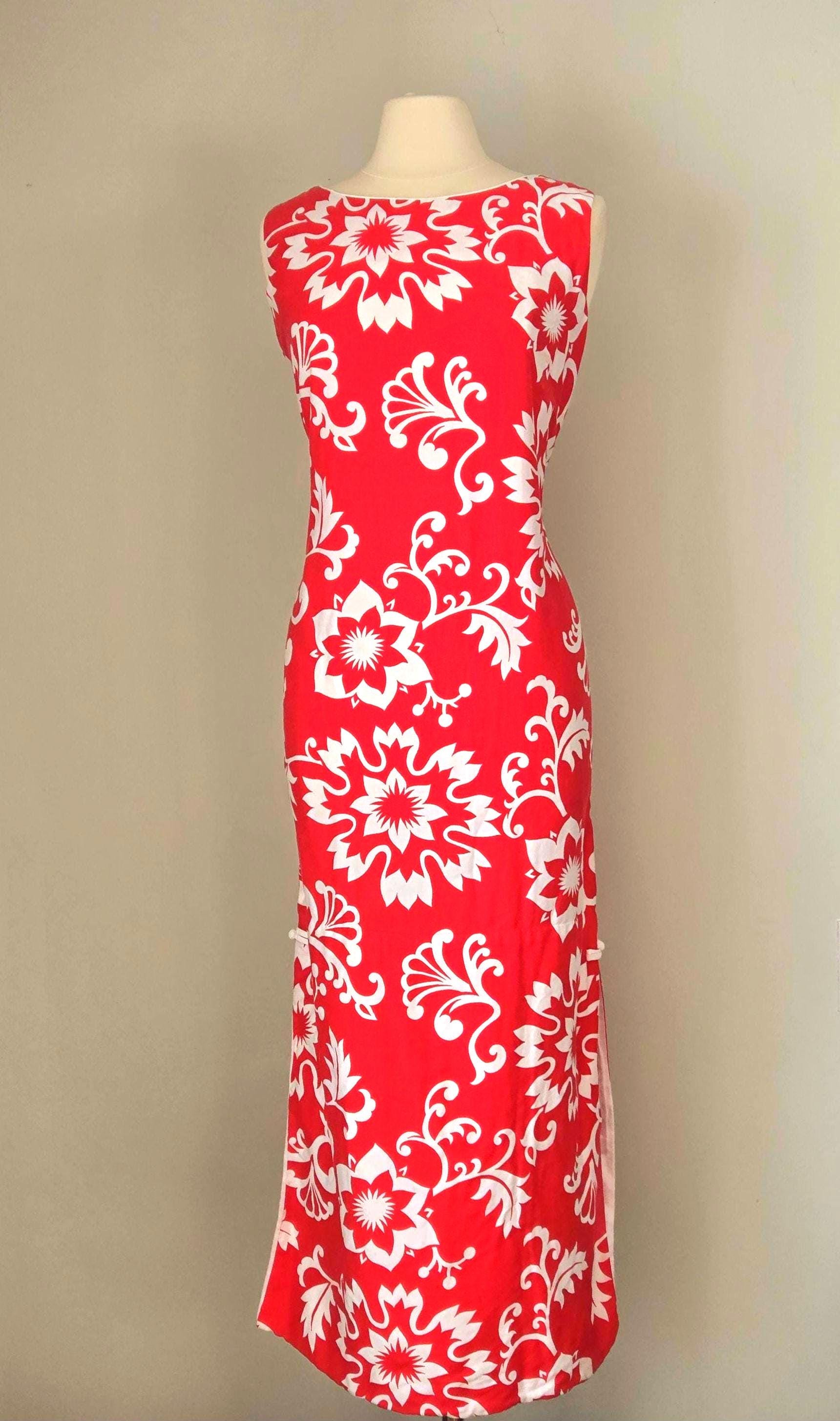 1970s Polynesian Bazar Hawaiian Maxi Dress | Vintage Tropical Floral ...