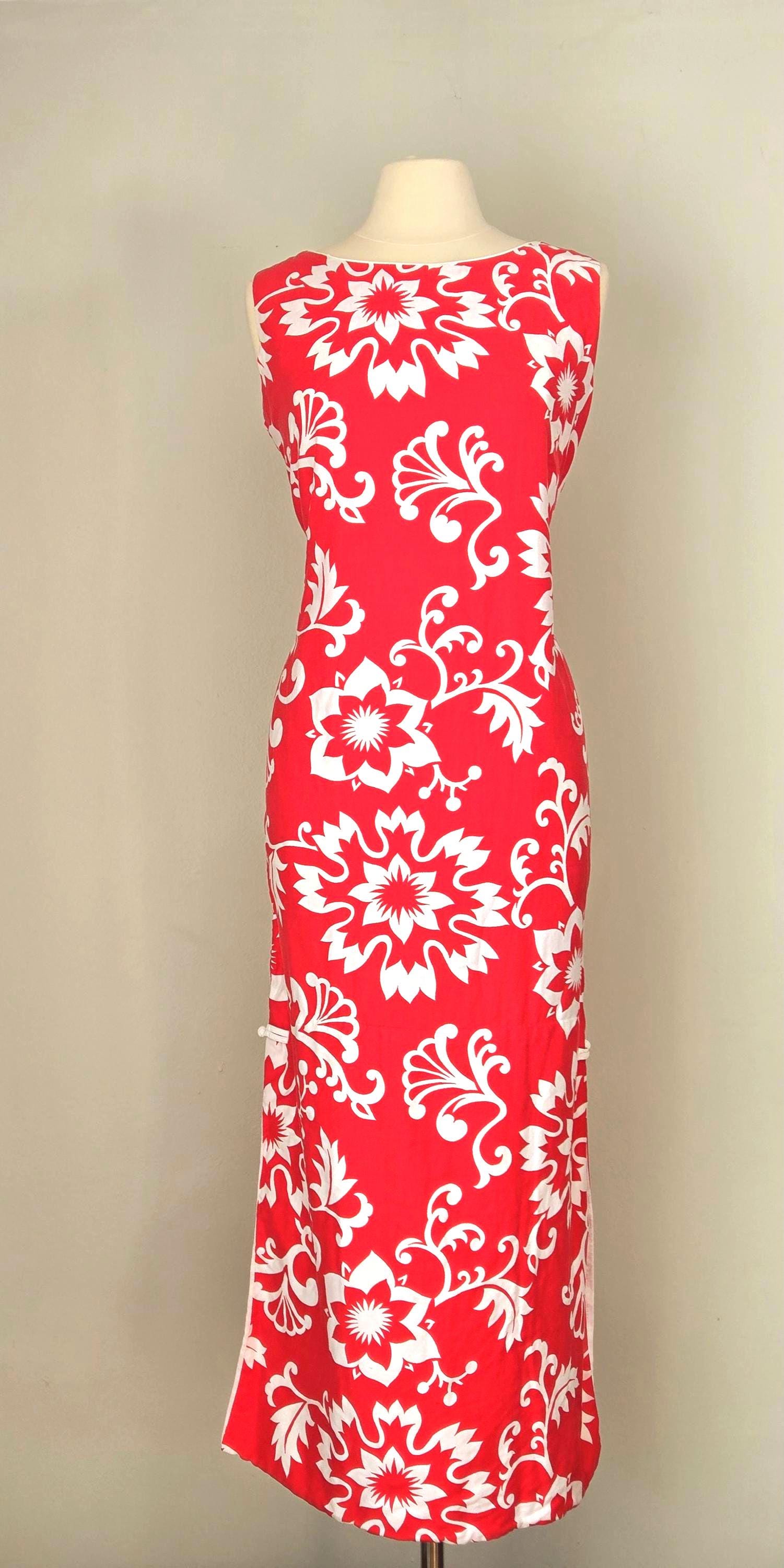 1970s Polynesian Bazar Hawaiian Maxi Dress | Vintage Tropical Floral ...
