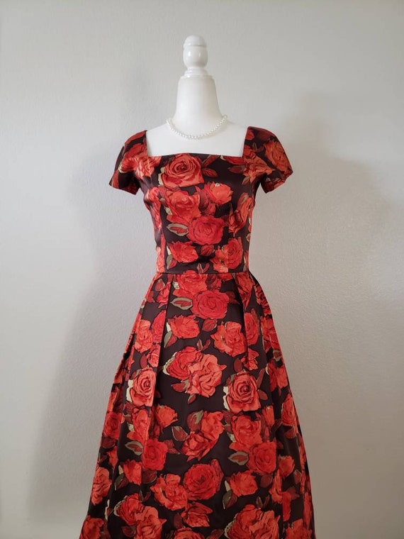 Vintage 1950s Dress,Vintage Roses Dress, Late 50s… - image 3
