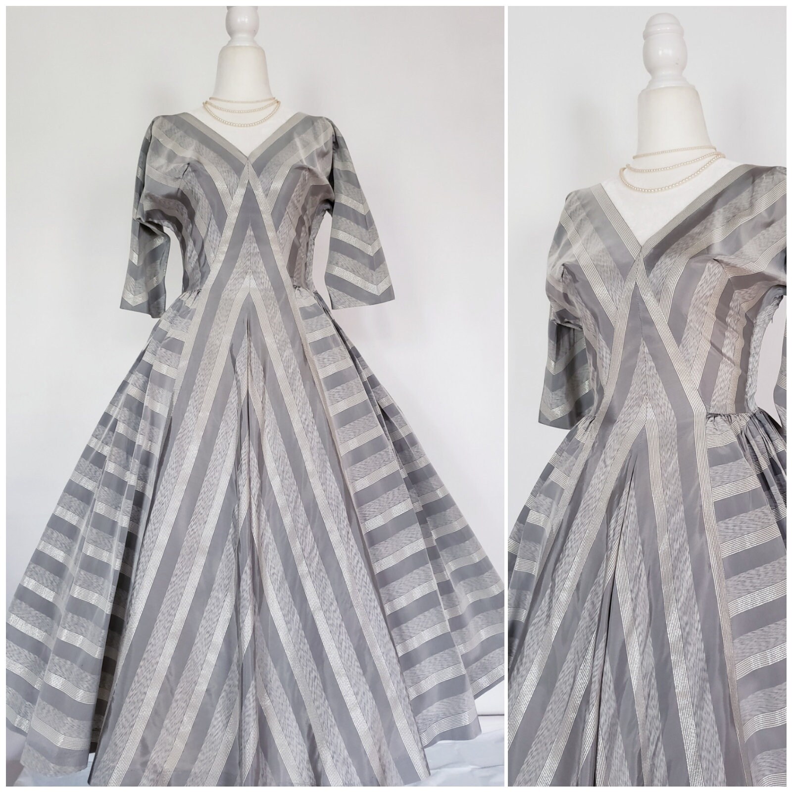 grey and white chevron dress Design History Women's Chevron Stitch Maxi Dress Grey White NWT 198 Sz S
