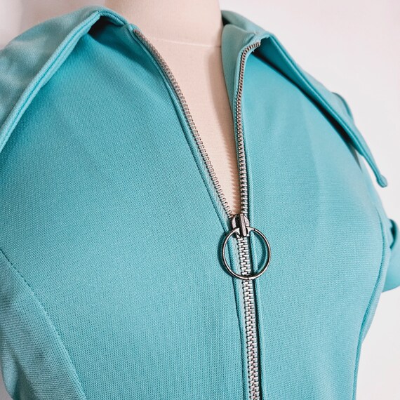 Vintage 1970s Jumpsuit, 70s Blue Jumpsuit, Dagger… - image 4