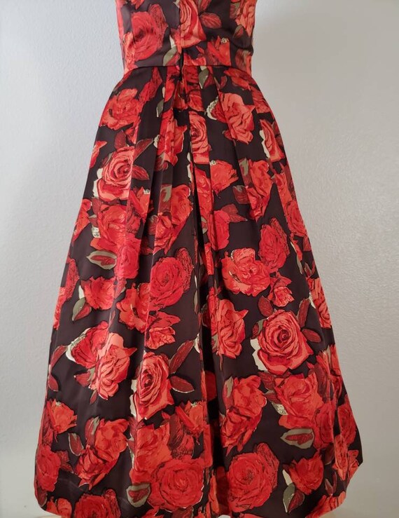 Vintage 1950s Dress,Vintage Roses Dress, Late 50s… - image 7