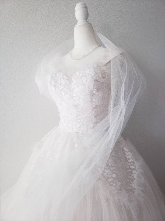 Vintage 1950s Dress, 1950s Prom Dress and tulle w… - image 4