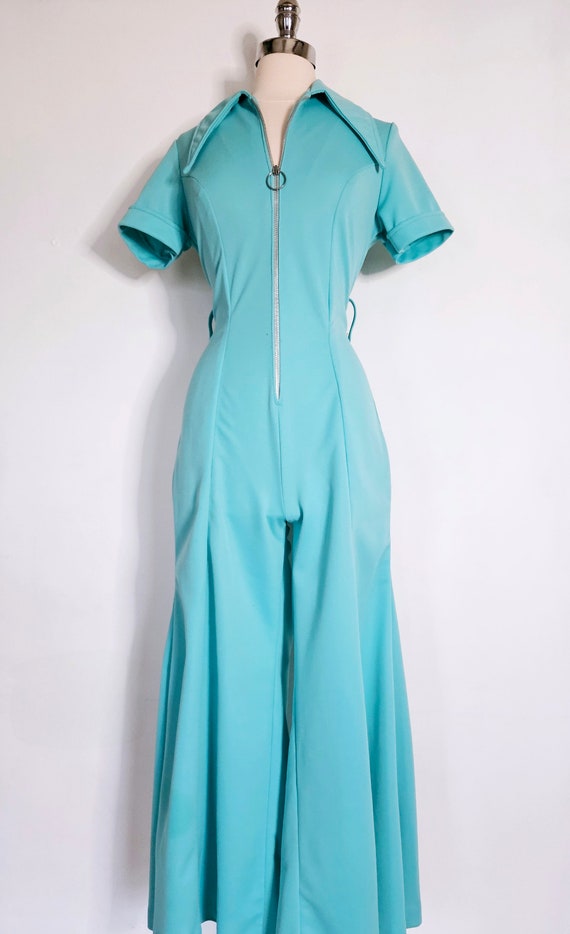 Vintage 1970s Jumpsuit, 70s Blue Jumpsuit, Dagger… - image 3
