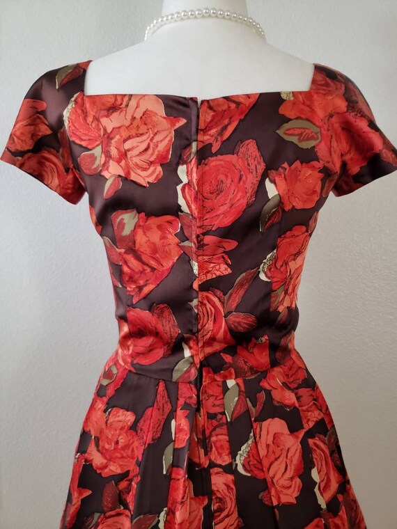 Vintage 1950s Dress,Vintage Roses Dress, Late 50s… - image 6