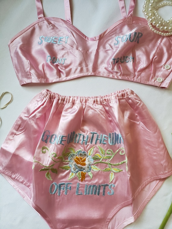 Vintage 1940s Novelty lingere set, 40s lingere se… - image 9