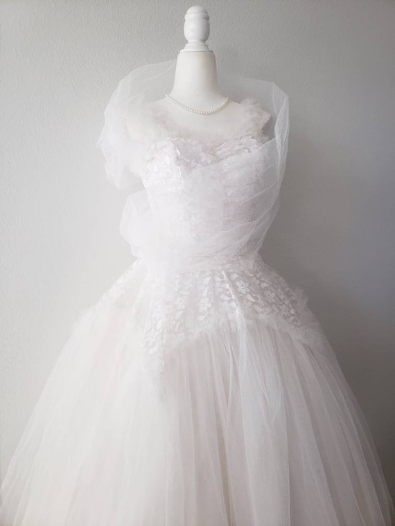 Vintage 1950s Dress, 1950s Prom Dress and tulle w… - image 7