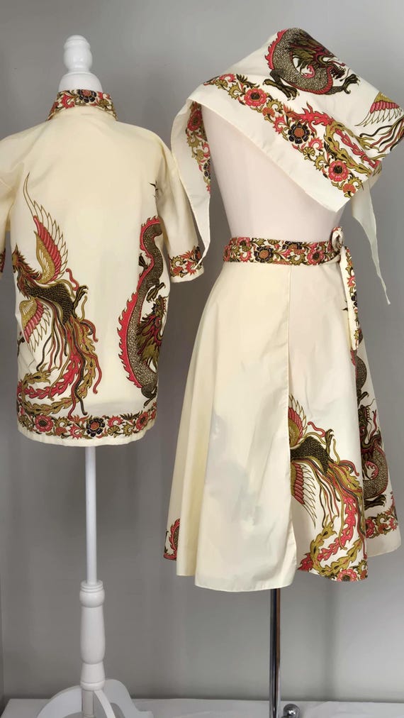 RARE 1970s Java Batik His & Hers Set,  Dragon Pho… - image 6