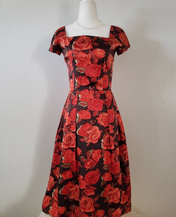 Vintage 1950s Dress,Vintage Roses Dress, Late 50s… - image 5