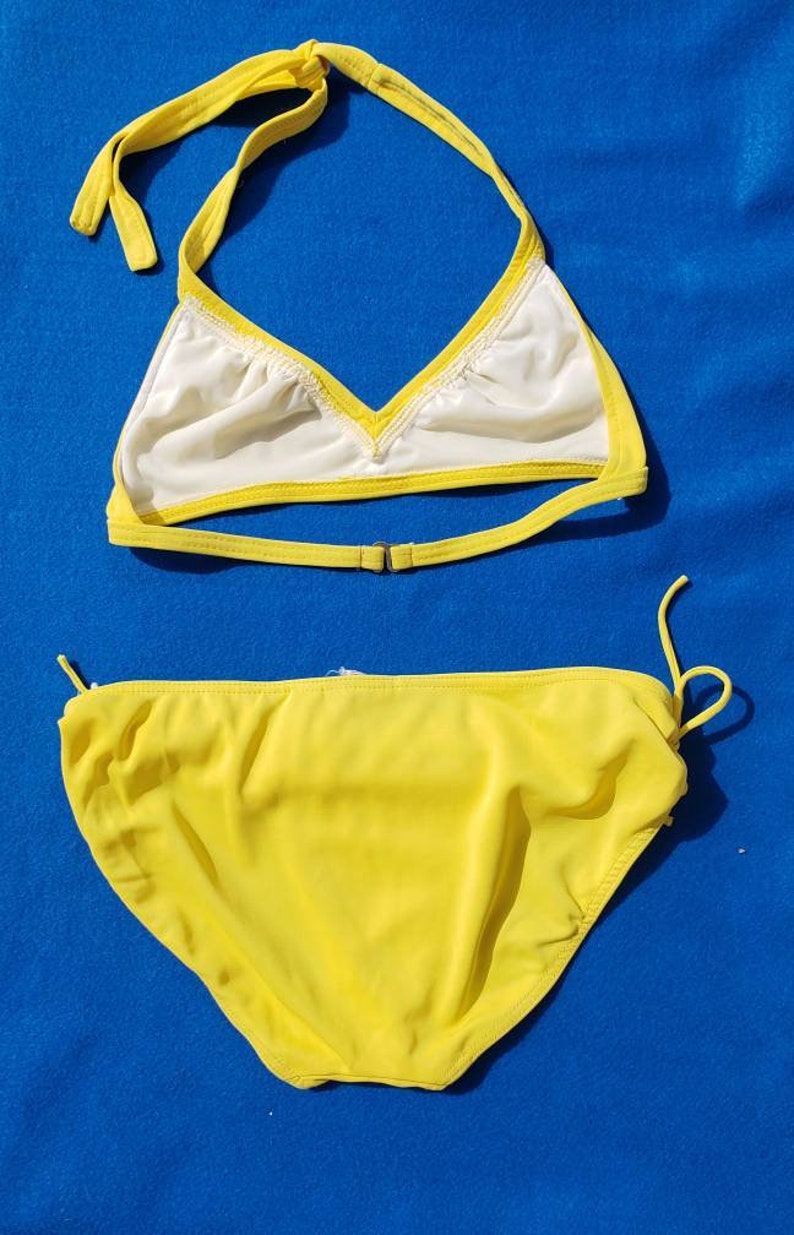 Vintage 1960s Bikini, 60s Triangle Top Bikini, Yellow Vintage Swimsuit