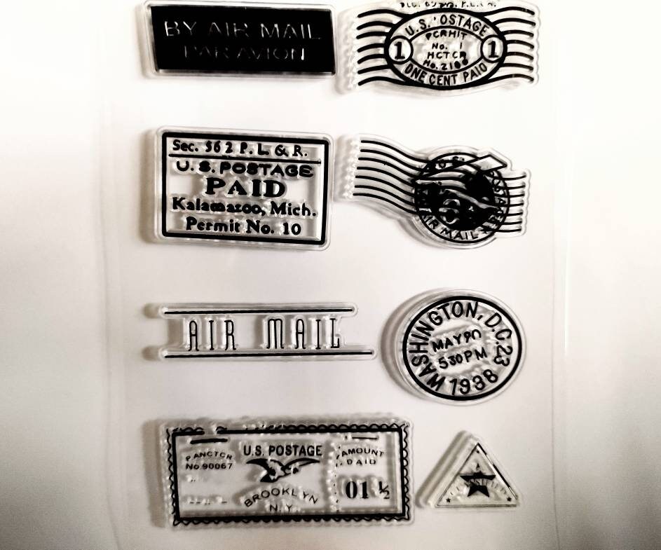 Clear stamp Postage stamps airmail 15x11cm junk journal Etsy