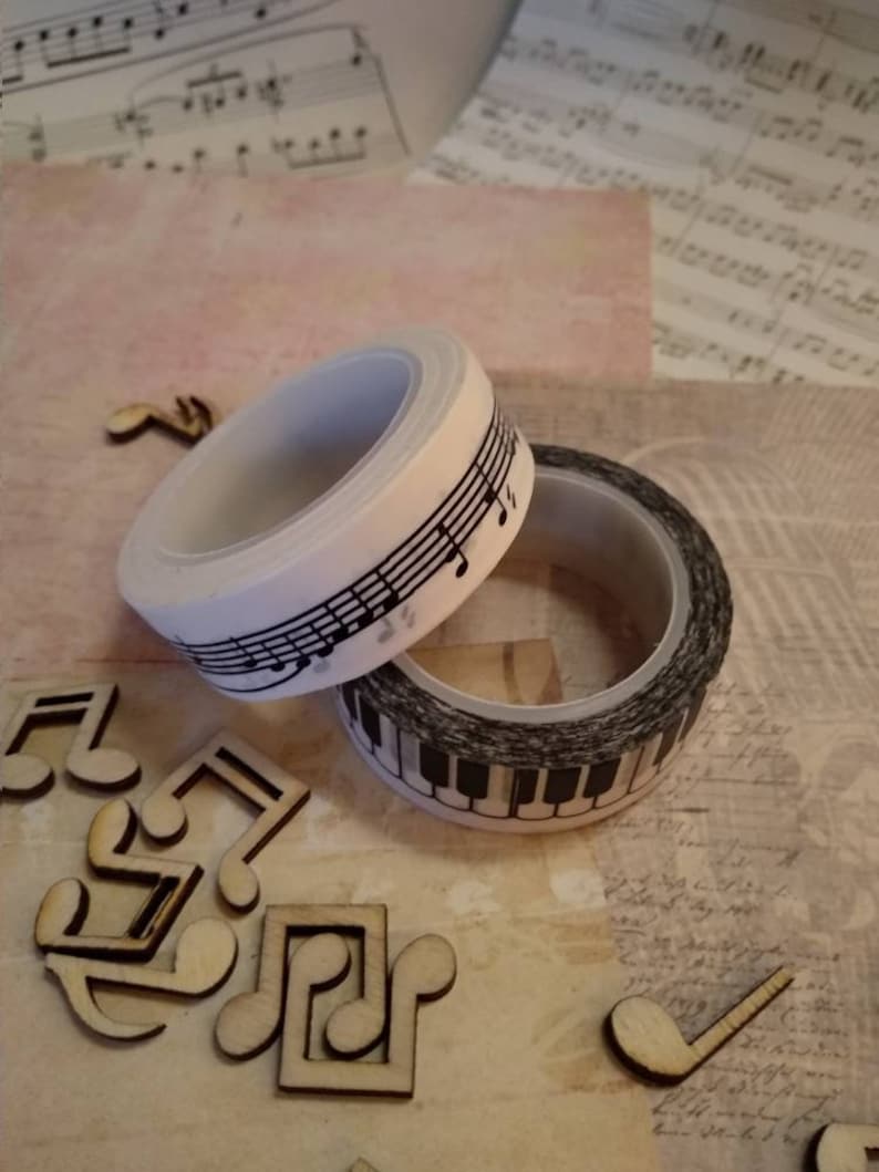 Masking tape for crafts Buy in a set or choose one! Music Washi Tape \u2022 Piano \u2022 musical notes 1,5cm x 10m