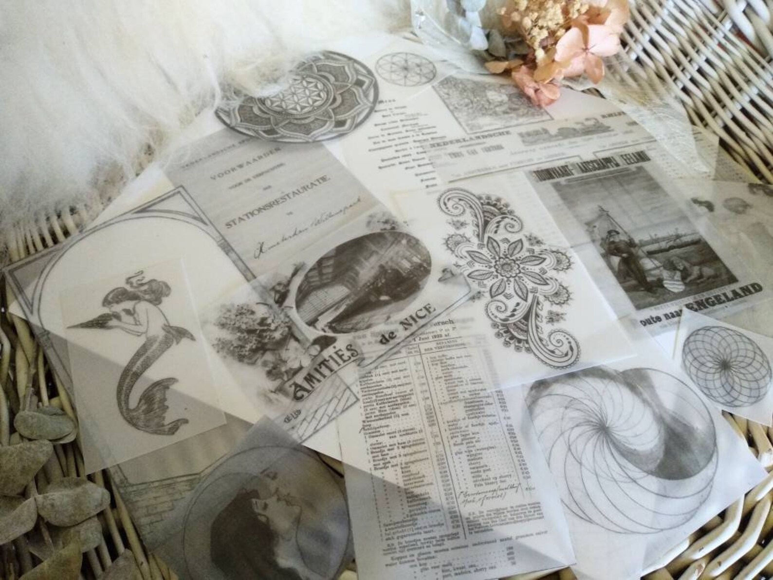 Vellum vintage ephemera for junk journal 16 pcs Translucent Etsy