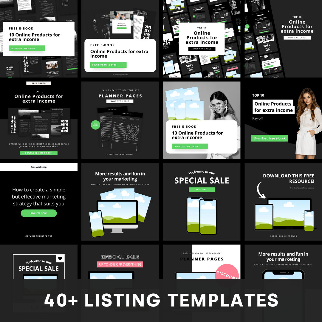 Complete Black White Etsy Shop Kit | Canva Templates | Etsy Shop Banner ...