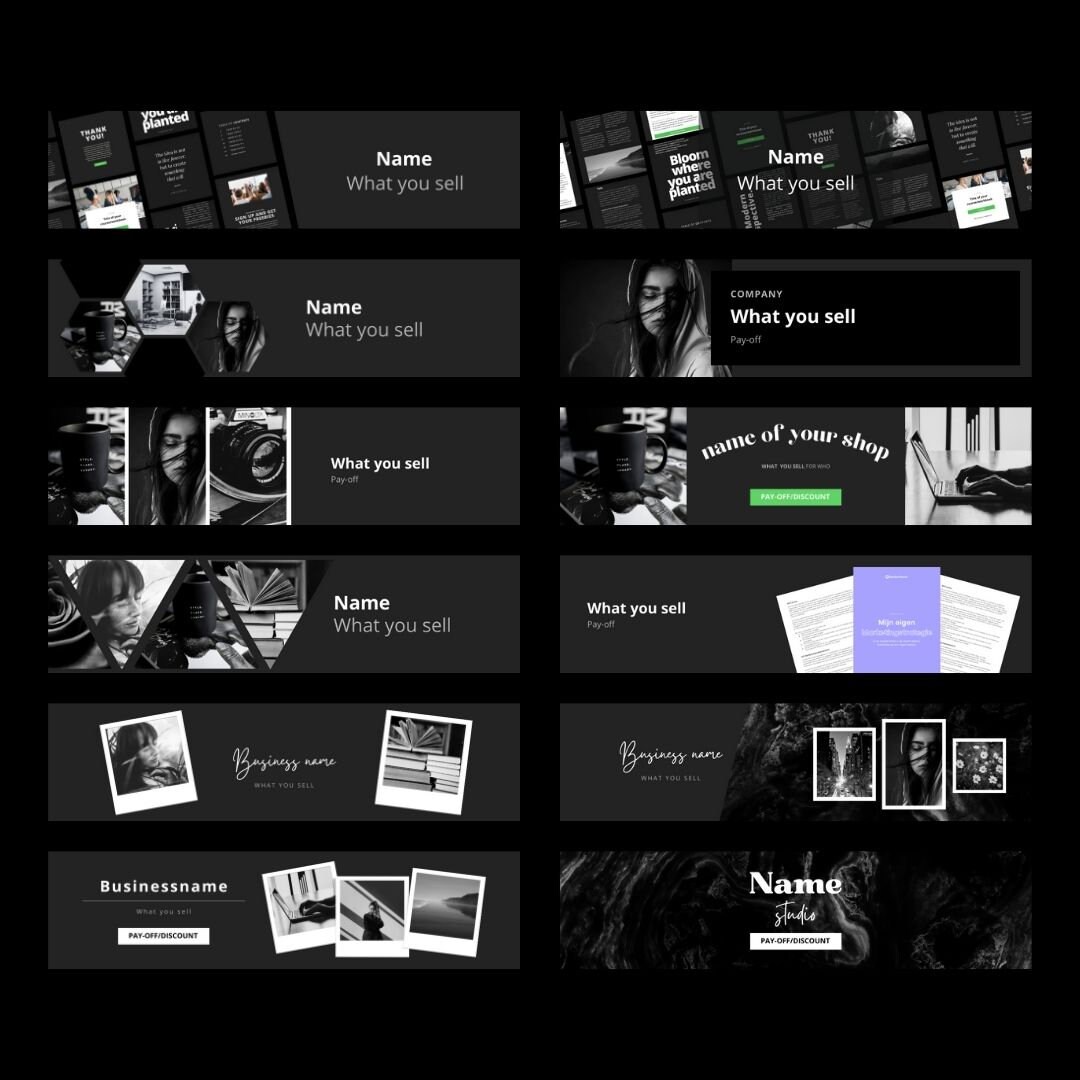 Black White Etsy Shop Banner Template / Cover Template | 30+ Fully ...