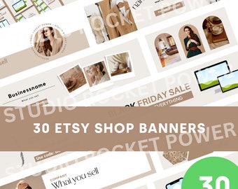 30 Neutral Etsy Shop Banner Templates | Beige Editable Canva Banner, Mockup Templates, Etsy Shop template, Etsy store banner, Canva template