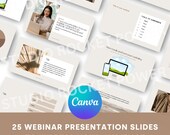 25 Beige Canva Webinar template / Presentation template / Slide Deck Template for Coaches | 25 pages presentation slides Template Pack