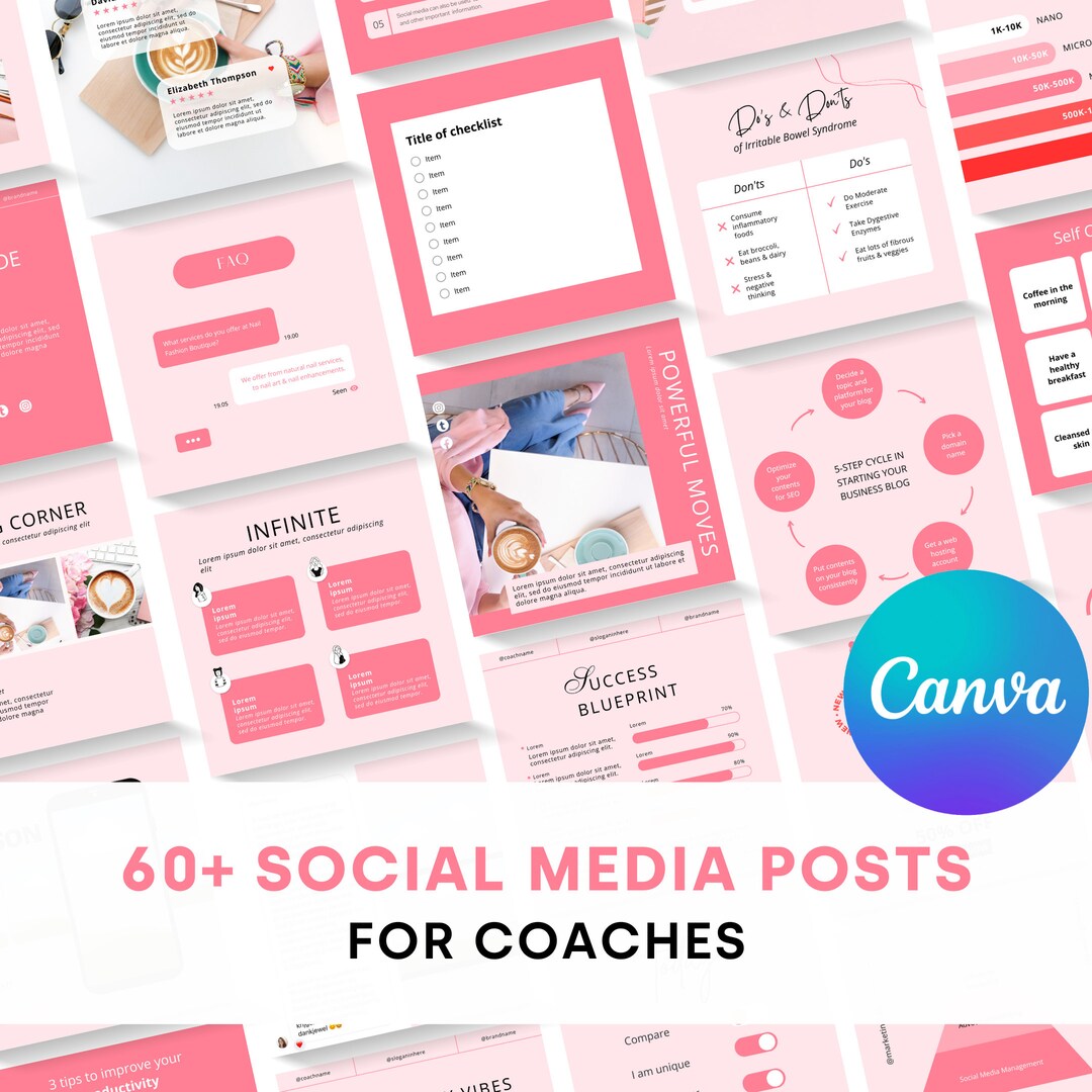 60+ Pink Instagram Post Templates for Coaches | Editable Canva ...