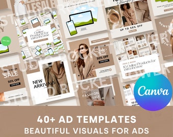 40+ Neutral Facebook Ads Templates & Social Media Ads Templates | Editable Canva Template Ad Visual Mockup Templates, Instagram Ads