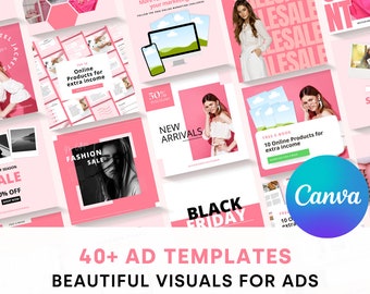 40+ Facebook Ad Templates & Social Media Ad Templates | Editable Canva Ad Visual Mockup Templates