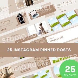25 Beige Instagram Pinned Posts Banner Template | Instagram Puzzle Canva Template | Instagram Top Row Grid | Social Media Template