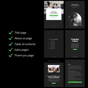 Ebook template Canva, ebook template, Canva ebook template, lead magnet template, coaching workbook, workbook template, online course workbooks, webinar action guide template, social media guide template, black ebook template, black Canva template