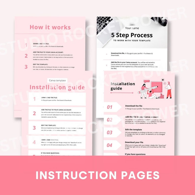 8 Installation Guide Templates Pink Editable Canva Template, Instruction Guide, Welcome Guide ...