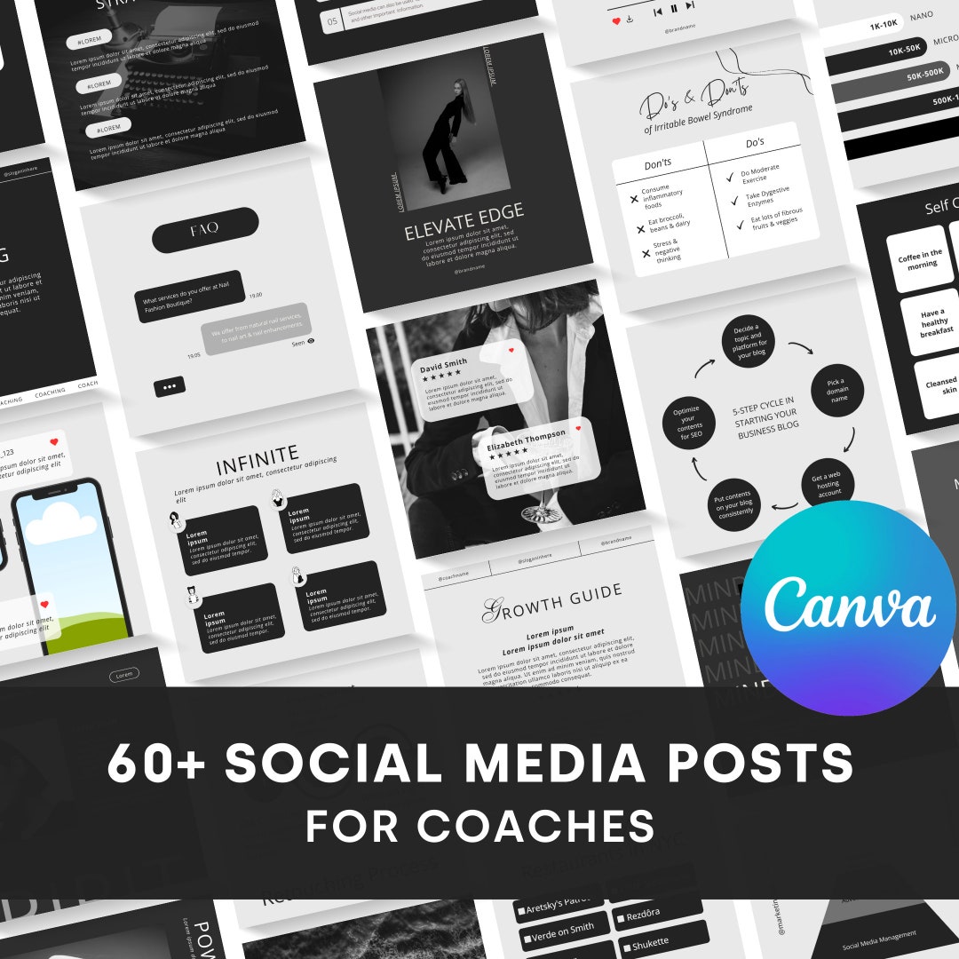 Black & White Instagram Post Templates for Coaches | Editable Canva ...