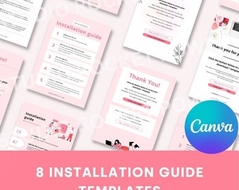 8 Installation Guide Templates | Pink Editable Canva Template, Instruction Guide, Welcome Guide, Guidebook | Etsy Shop Book