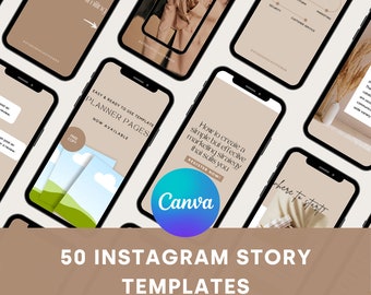 50 Instagram Story Templates Canva for Business | Editable Canva Templates | Minimal Insta Story | Mockup template | Social media template