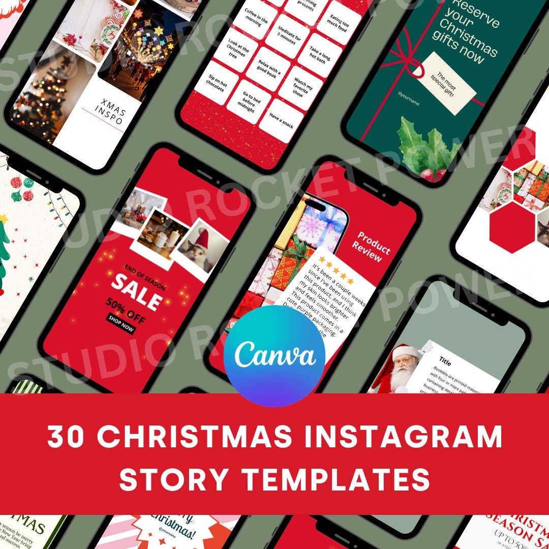 30 Christmas Instagram Story Templates Canva Editable Canva Templates