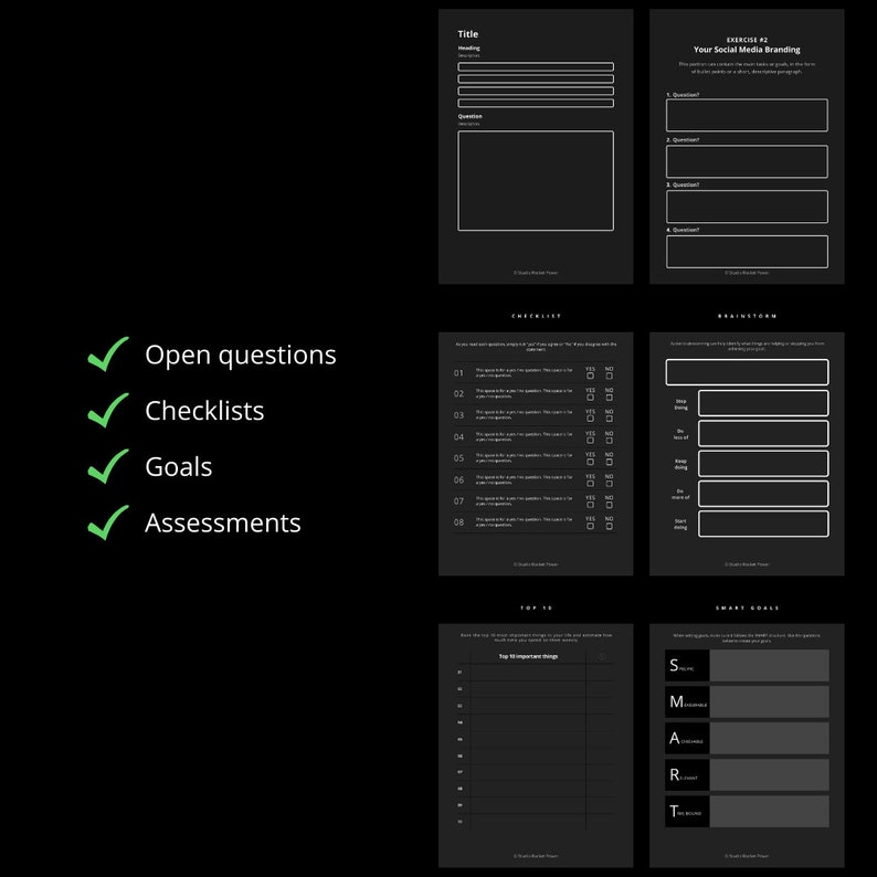 Ebook template Canva, ebook template, Canva ebook template, lead magnet template, coaching workbook, workbook template, online course workbooks, webinar action guide template, social media guide template, black ebook template, black Canva template