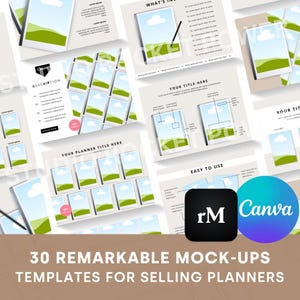 30 Mockup Remarkable per tablet Remarkable 2, pacchetto mockup modello Canva, mockup pianificatore tablet